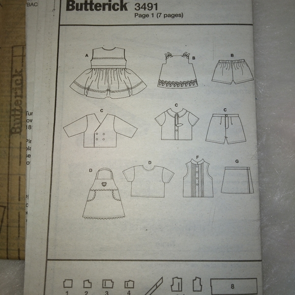Butterick 3491 Clothing for 18" Dolls, American Girl Dolls shorts, jumpe… - Picture 4 of 5
